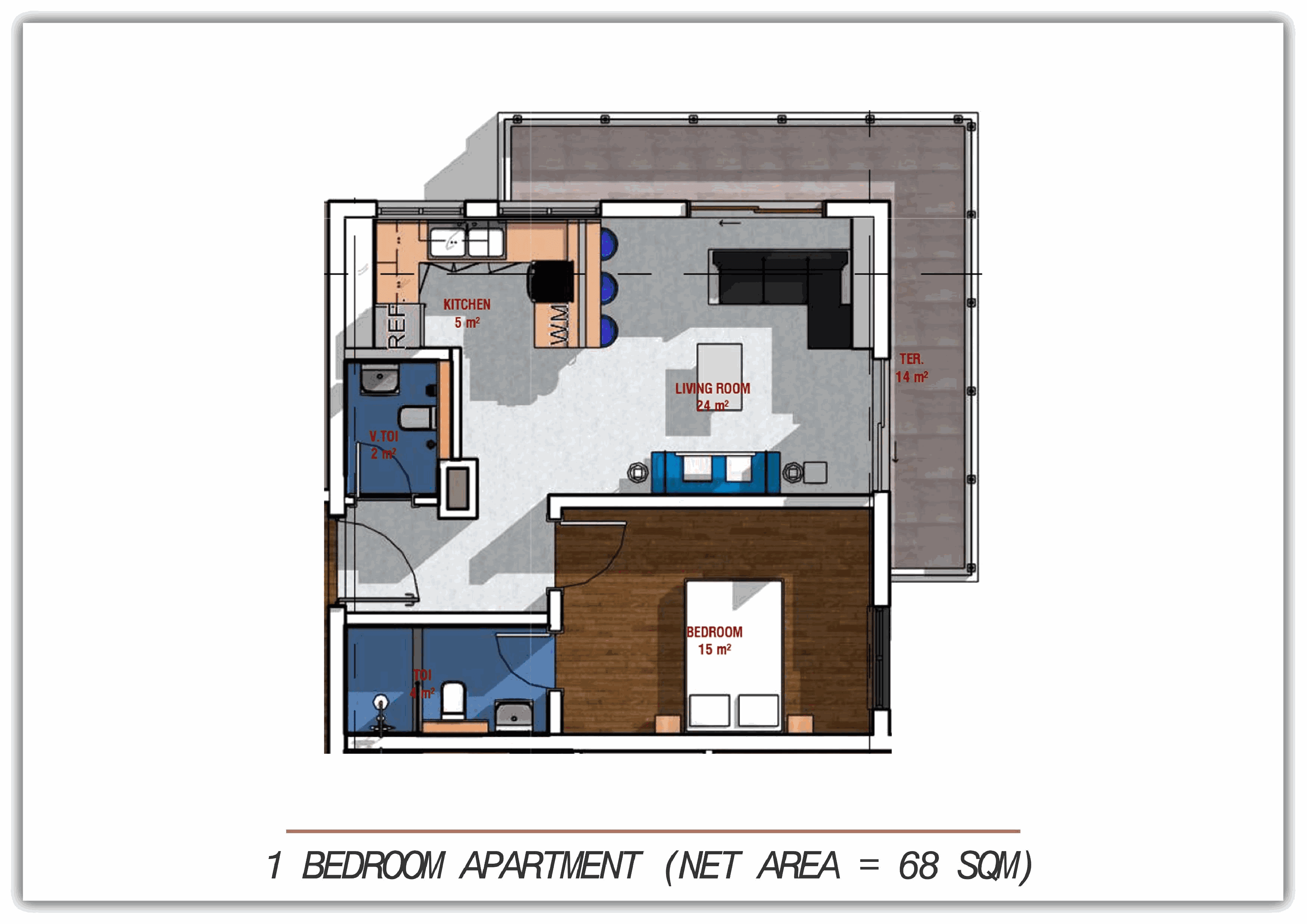 1BR - 68 sqm